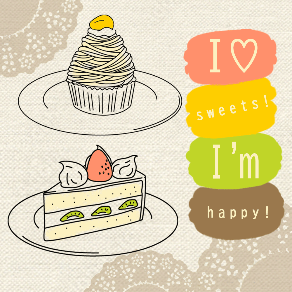 お菓子のコラージュの画像